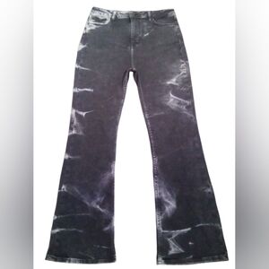 Motel Denim Acid Wash Button Zip Flare Women's Jean Size Large